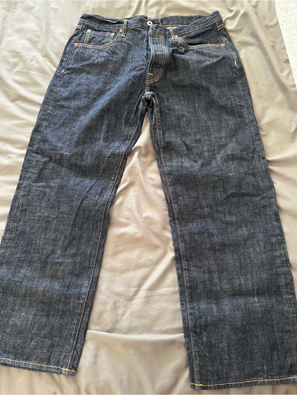 Men's Straight-Leg Jeans in Dark Blue Denim